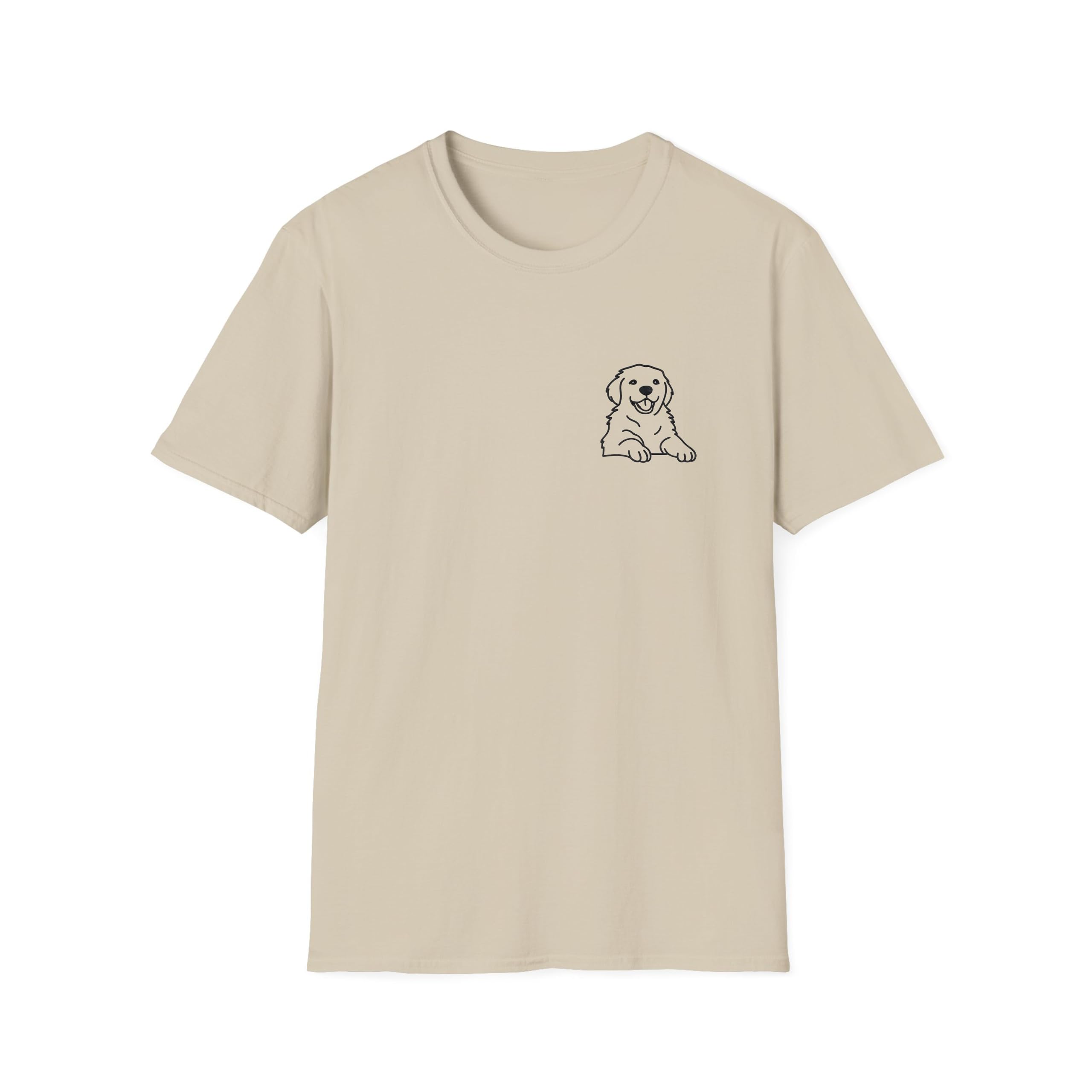 Personalised Pet Outline T-Shirt โ Custom Embroidered Dog or Cat Sketch from Photo, Unisex Tee Gift for Pet Lovers, Animal Portrait Memorial Shirt Sand