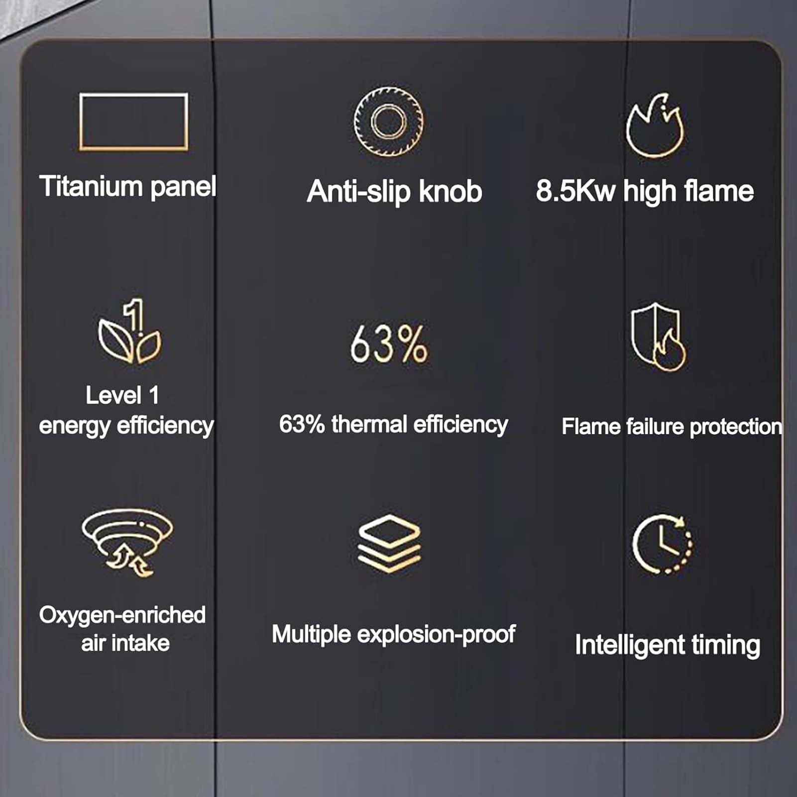 THEGA Cucina A Gas Propano A 2 Fuochi - Cucina A Gas in Acciaio al Titanio da 8,5 KW, Temporizzazione di 180 Minuti, Protezione Antispegnimento, da Tavolo E A Filo(LPG)
