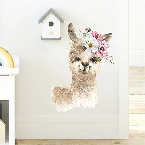 Miniatura 3 de Calcomanías de pared de cachorros de alpaca, calcomanías de pared de animales de dibujos animados de sacinora removibles para niños, bebés, sala