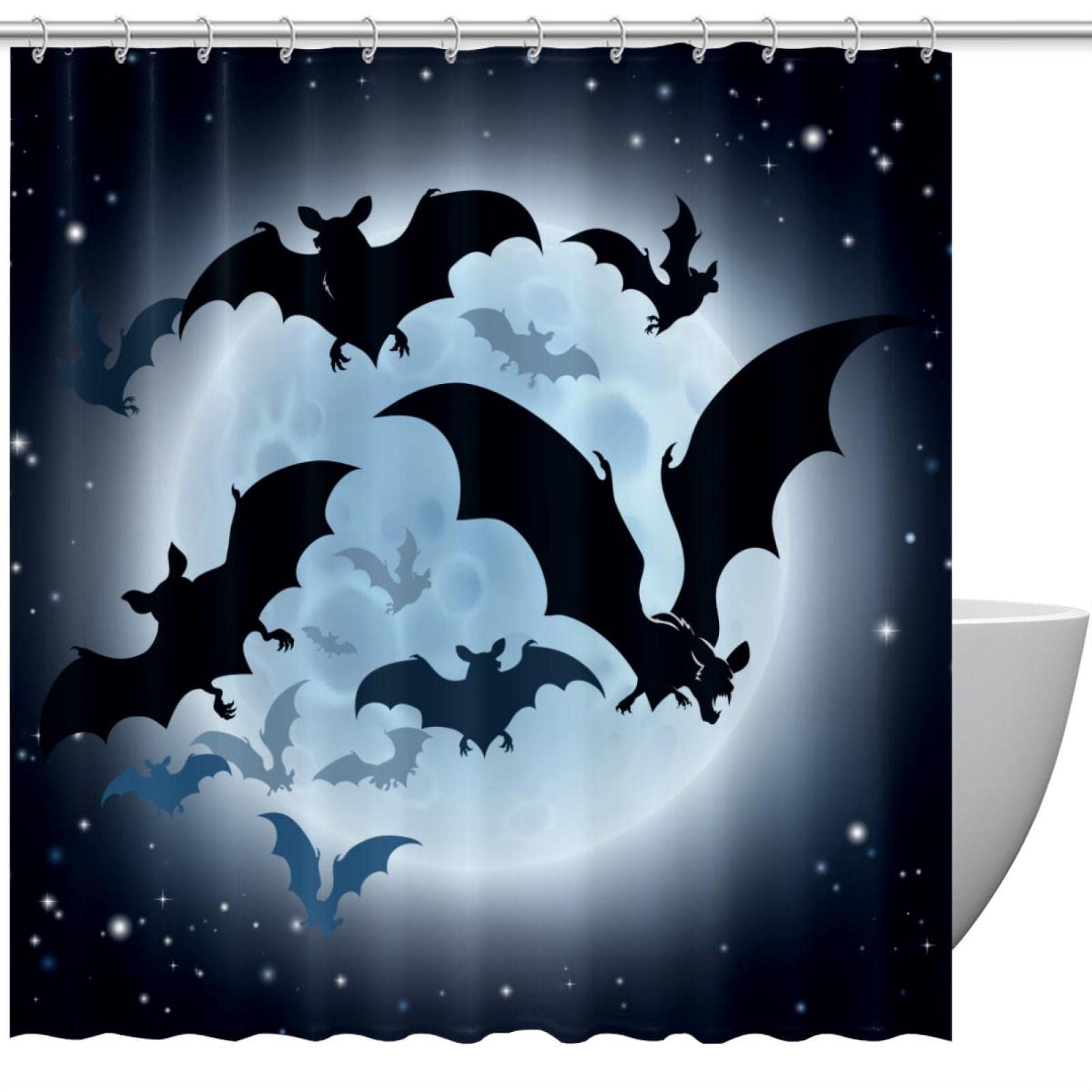 Rideau de douche chauve-souris imperméable anti-moisissure coloré