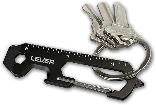 Clip KT - Carabiner Keychain Tool & Key Hang - Slim Keychain Multitool W 12 Essential Tools For Daily Tasks Black, Single | Slim keychain tool w/ carabiner clip for key ring. Screwdrivers, pry bar, TSA compliant, stainless steel. EDC & DIY gift.