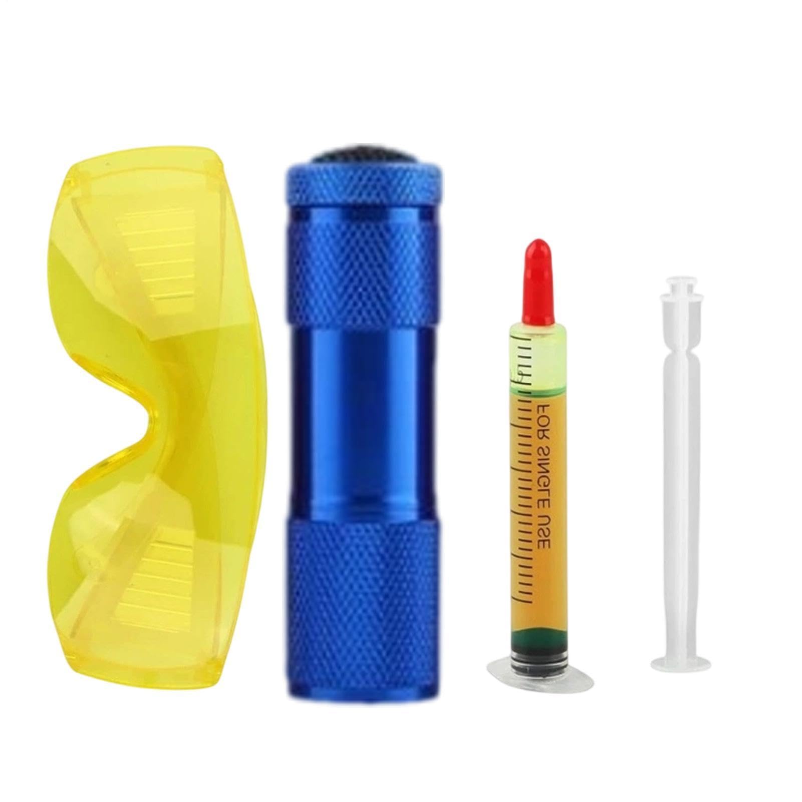 Lampada per rilevamento perdite UV - Kit rilevatore di perdite CA per condizionatori d'aria per auto Frigoriferi Congelatori Celle frigorifere | Luce diagnostica fluorescente per individuare le perdit