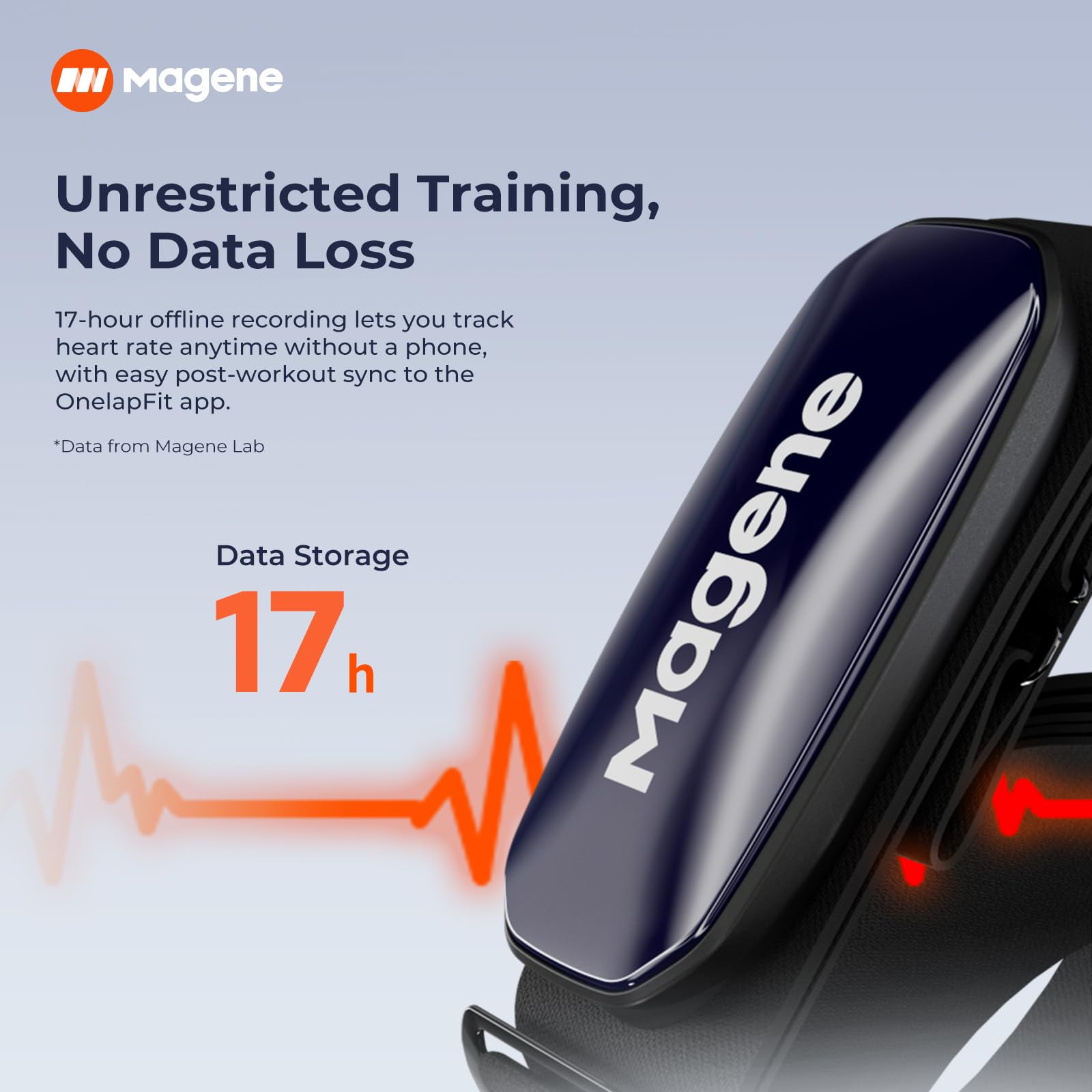 Magene H613 Capteur de Frequence Cardiaque, Suivi Précis, Bluetooth&Ant+, Stockage Hors Ligne 17h, Etanchéité IPX7, Indicateur de Zone Fréquence Cardiaque Multicolore pour Le Cyclisme, Course à Pied
