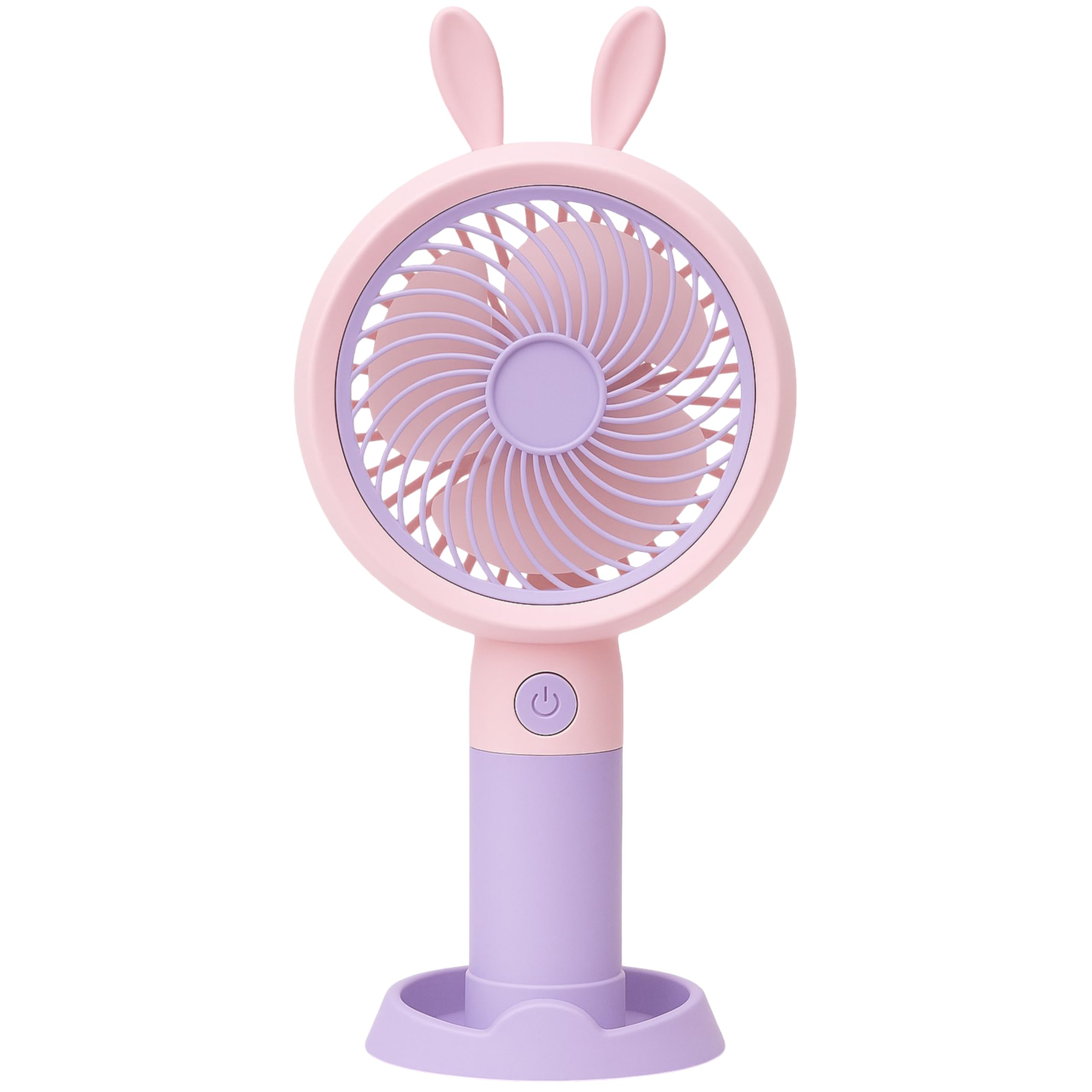 High Speed Portable Mini Turbo Fan with Phone Stand, Bunny Design, 4.2V Rechargeable Battery, Pink and Purple-image-17