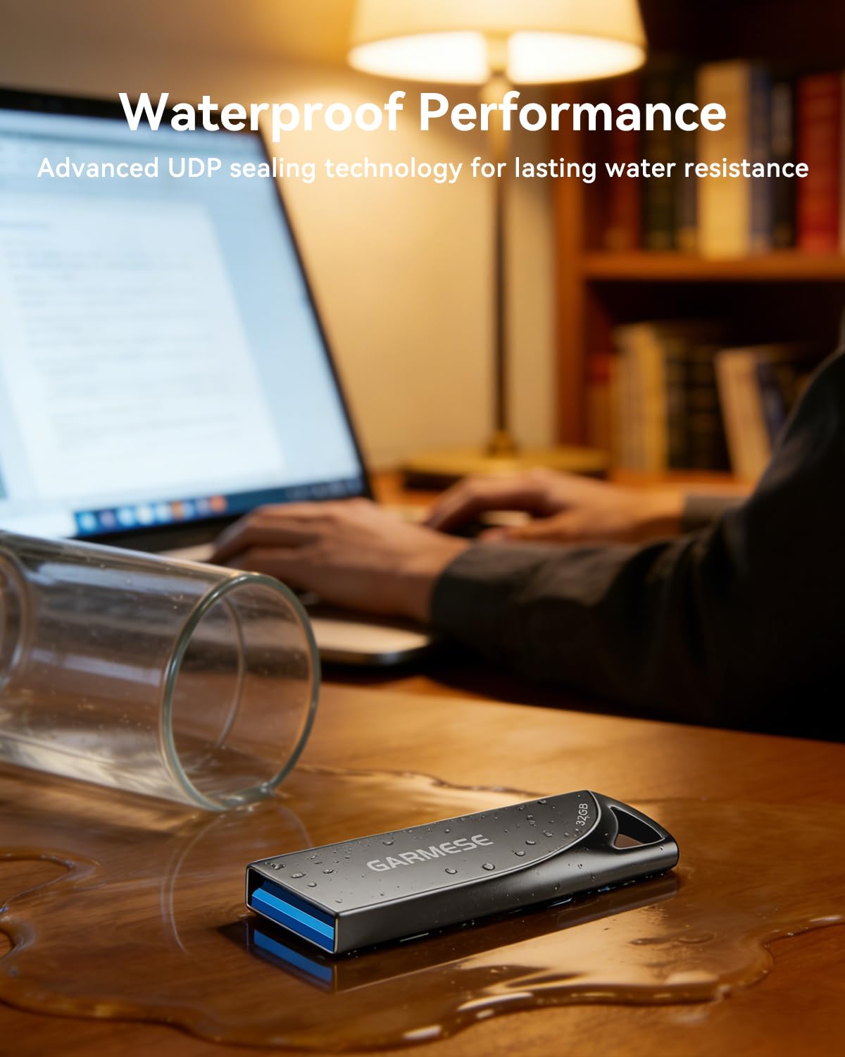 5 unidades flash USB 3.0 de 32 GB, memoria USB de metal impermeable, unidad de pulgar delgada portátil con agujero para llavero, elegante unidad de salto para computadora