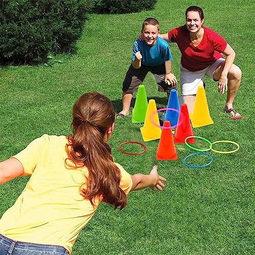OOTSR 12 stücke Kunststoff Toss Ringe Set für Ring Toss Spiel, 22cm und 30cm Drinnen draußen Kinder Target Übungsspiele, Party Favor Spiele, Karneval, Garten (6 Farben)