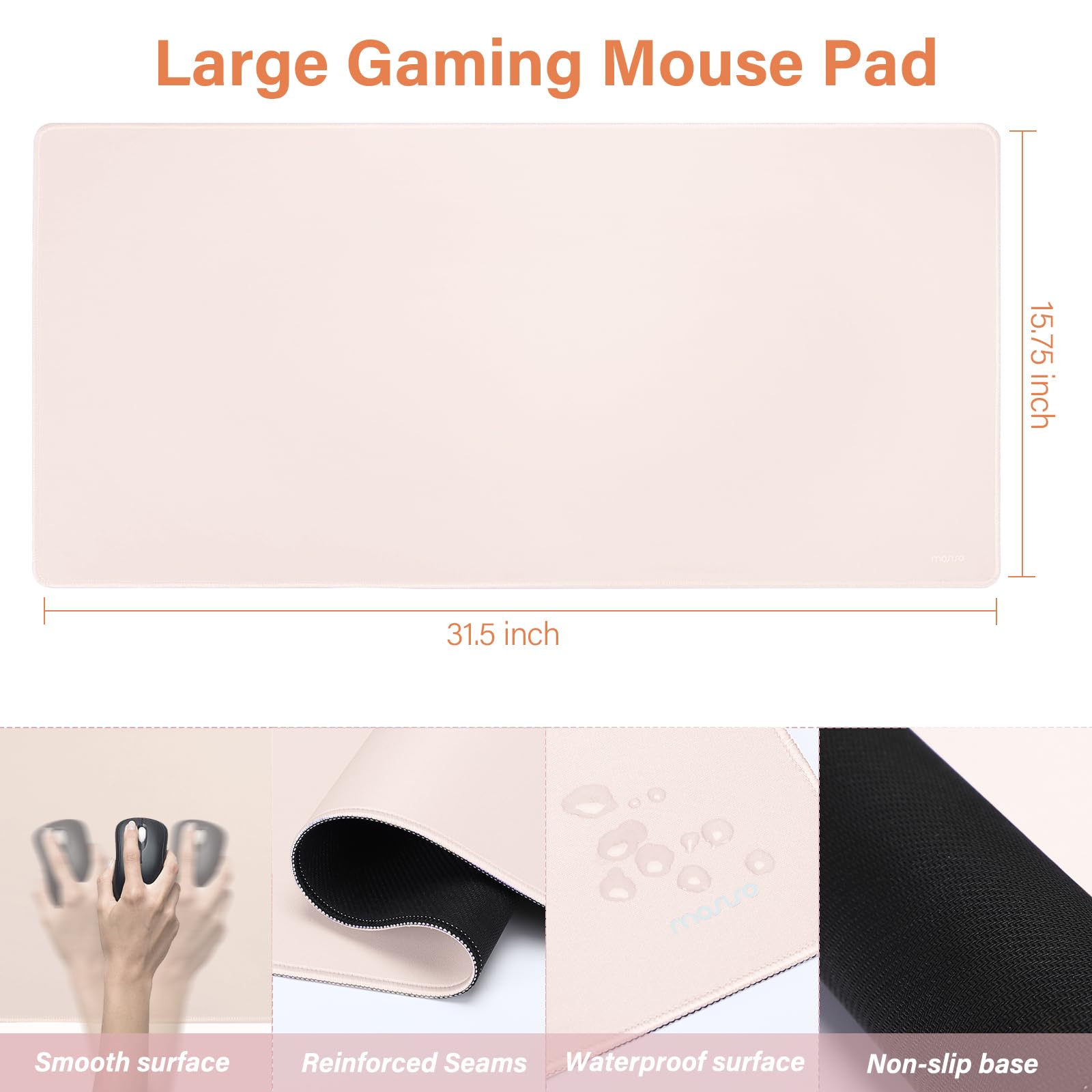 MOSISO Grande Tappetino Mouse Gioco&Poggiapolsi Tastiera Massage&Tappetino Mouse&Coaster,Set Cuscinetti Ergonomici Antiscivolo e Cuscino Typing Facile con Memory Foam L'Ufficio Domestico,Albicocca