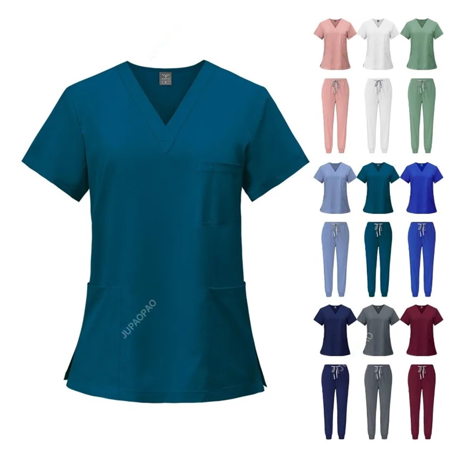 Uniformes Sanitarios Mujer Conjunto de Uniforme médico, Tops elásticos con Bolsillo, Uniforme de Enfermera, Uniforme de médico, Uniforme de cirugía, Ropa de Trabajo for salón de Belleza