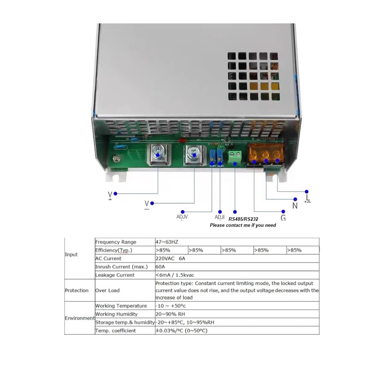 2000 W regulowany zasilacz impulsowy PFC 12 V 24 36 48 80 110 150 A 220 50 A 60 A 100 A 120 A 166 A (0-220 V Dc)