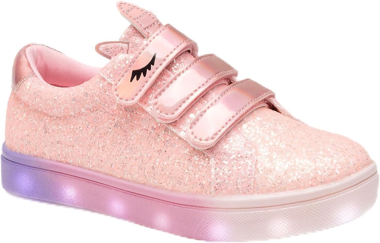 FabKids Boys Light Up Sneakers Cute Dinosaur Canvas Shoes Fashion Hook and Loop Tennie Shoes for Kids