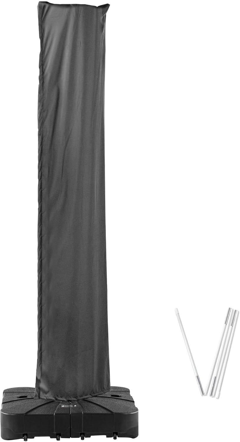 Patio Umbrella Cover Waterproof UV Resistant Outdoor Cantilever Umbrella Covers with Zipper and Rod, Grey