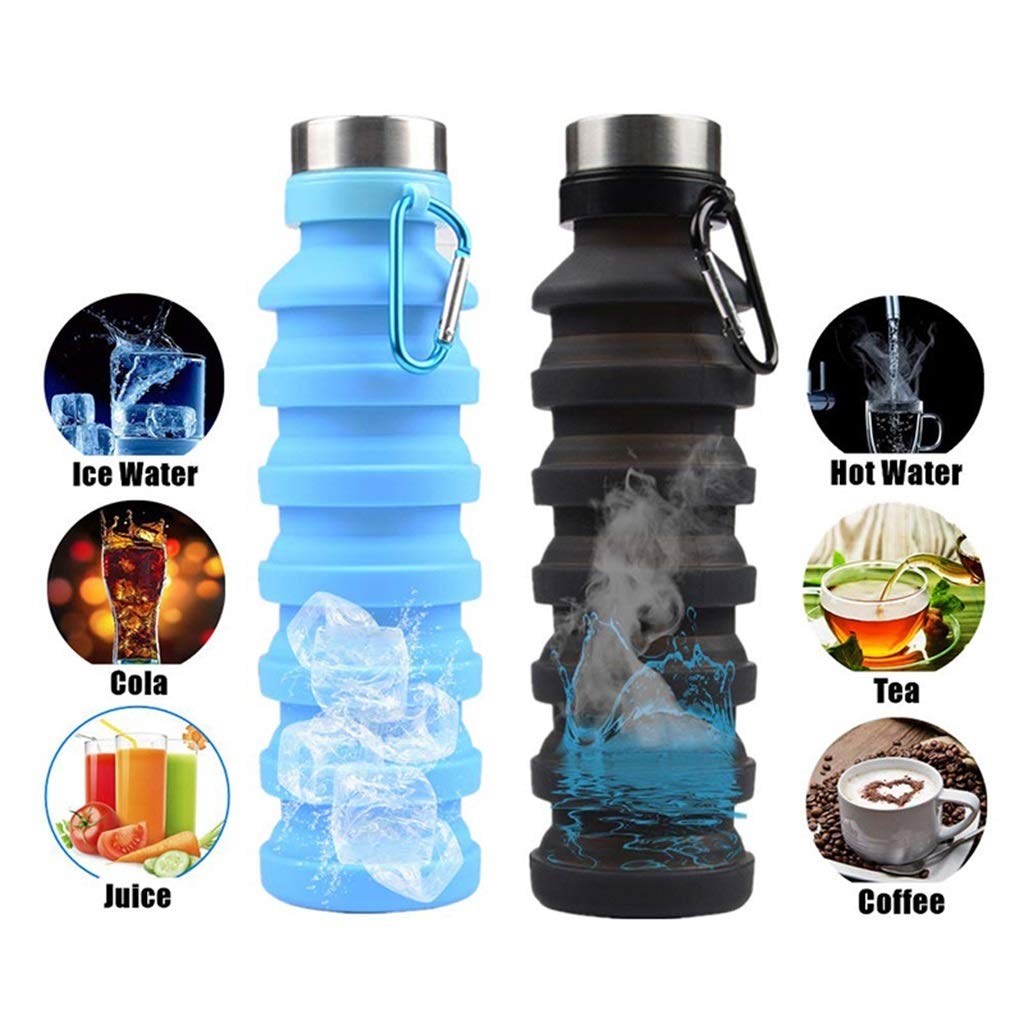 Faltbare Wasserflasche, Anti-Fall Kieselgel Sportschale Draussen Tragbar Doppelter Zweck 550 Ml (4 Farben)