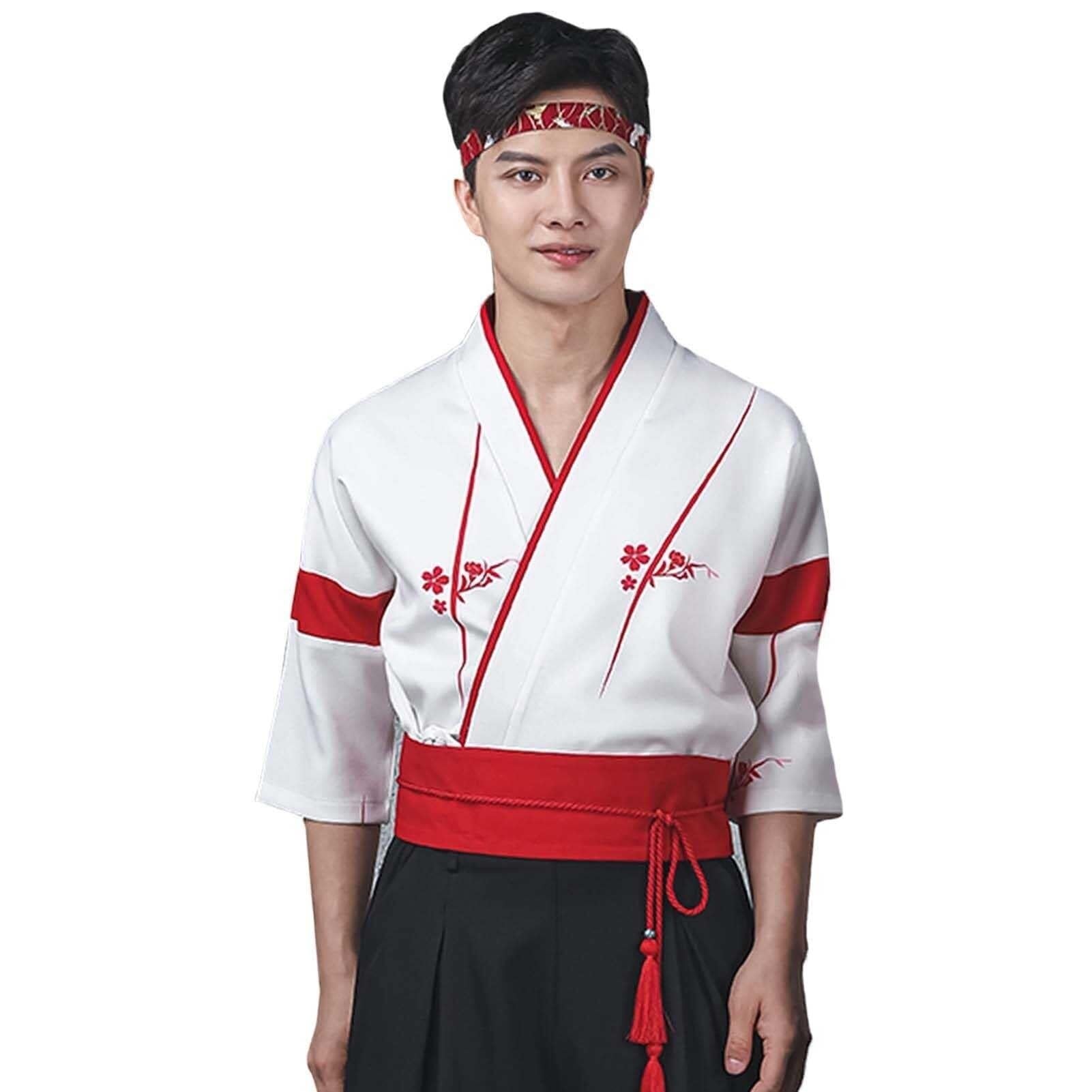 Giacca Cardigan Kimono Stile Giapponese, Abbigliamento da Lavoro per Cameriere Izakaya, Uniforme Stampata da Chef Giapponese per Uomo