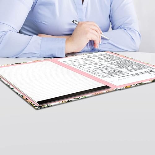 Miniatura 6 de MIBITRI Folio portapapeles con bloc de notas forrado recargable y bolsillo interior de almacenamiento, bonita carpeta portapapeles para niños,