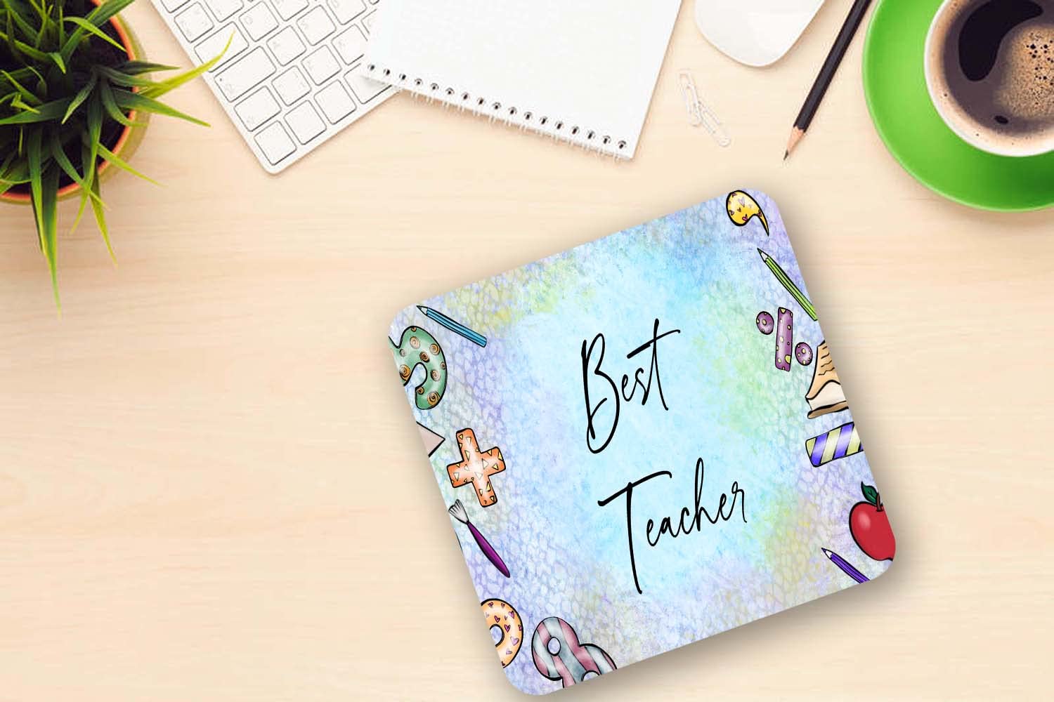 Best Teacher Mug Coaster Set Teacher Thank You Gift(Coaster)
