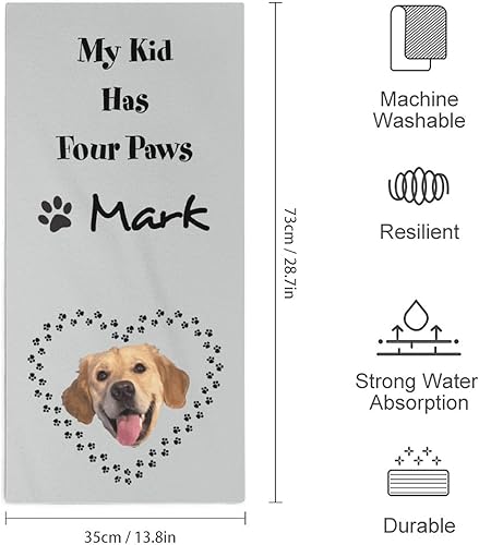 Miniatura 2 de Toalla de cocina personalizada con cara de mascota de 14 x 29 pulgadas, toalla de mano divertida absorbente con patas, toalla de mano para baño,