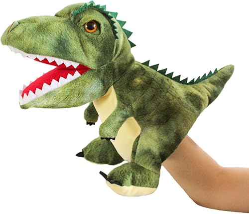 Marionetas de mano, lindo dinosaurio de peluche, marioneta de peluche, juguete de muñeca de juguete movible boca narración de historias figura de