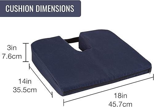 Miniatura 2 de DMI Cojín de asiento de espuma inclinado para aliviar el dolor de coxis, para uso con sillas y sillas de ruedas, con funda, apto para FSA HSA, 16 x