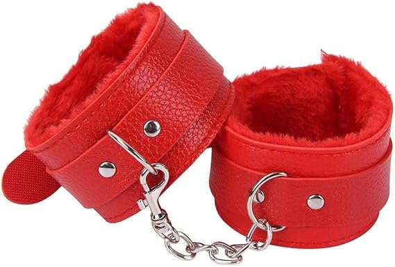 Hand Cuffs Stainless Steel Red Fluffy Handcuffs For Ankles And Wrist With