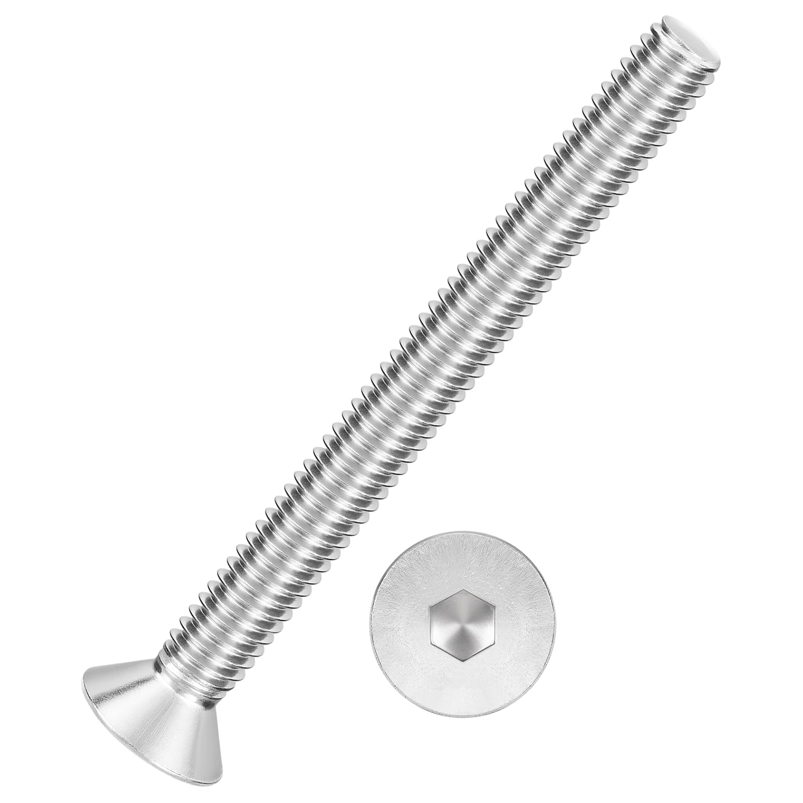 Kozelo 40Pcs Flat Head Socket Cap Screws - [M4-0.7 x 40], 304 Stainless Steel 18-8 Countersunk Bolts, Silver, for Automotive, Furniture Repair, Industrial Equipment & Temporary Fixes