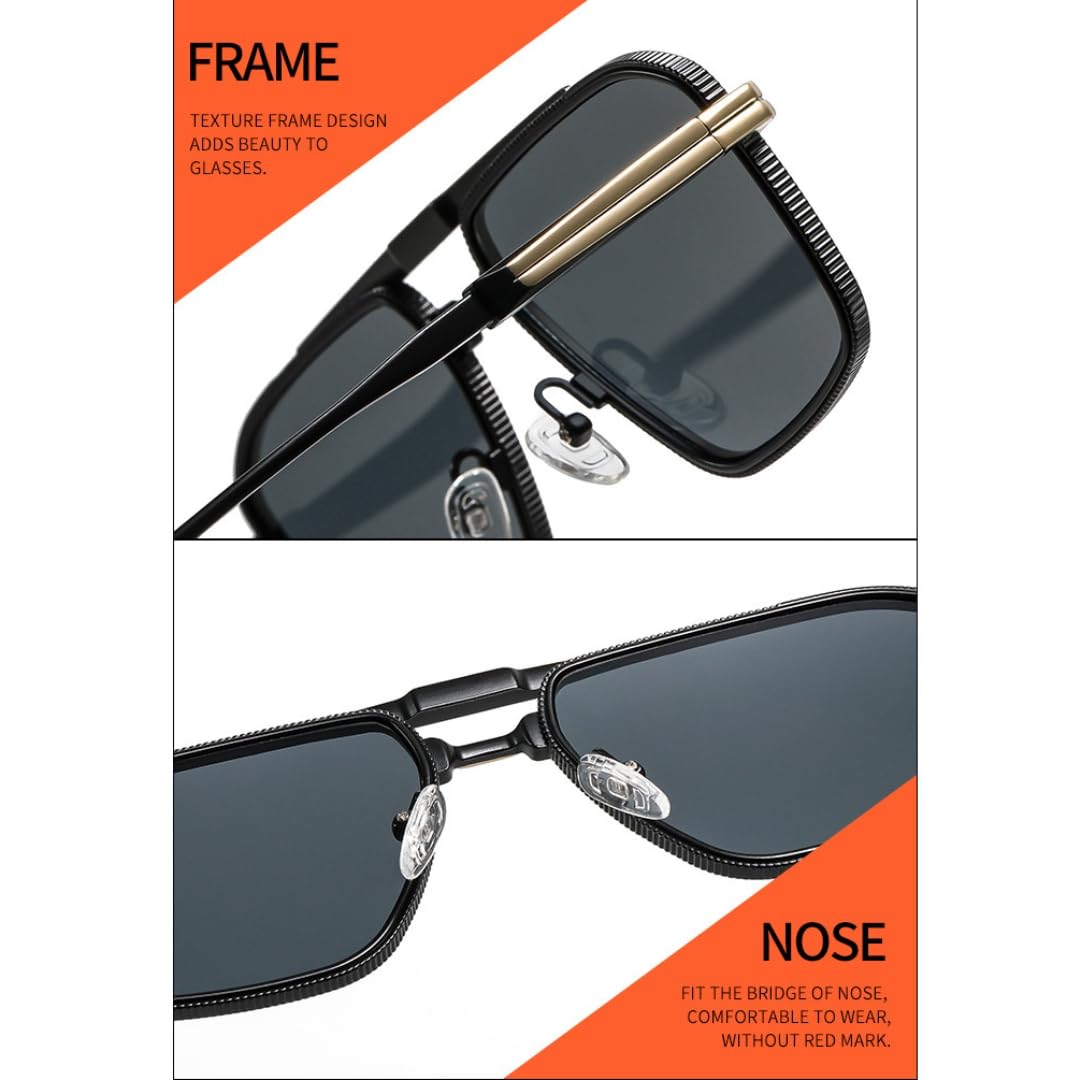 Bequeme Sonnenbrille mit Doppelsteg übergroßem Rahmen modischem Retro-Design und UV400-Schutz