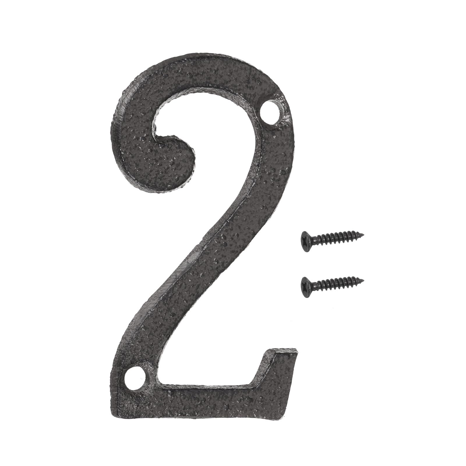 sourcing map House Numbers and Letters, 75mm Cast Iron Metal Vintage Address Numbers for Outside, Solid House Number with Screws for Apartment Office Hotel Room Signs(Number 2) โ image 1