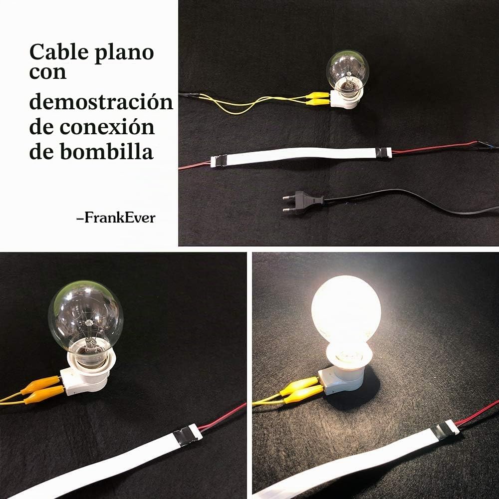Cable de audio autoadhesivo superplano de 15,2 m con 2 convertidores | FROGBRO adecuado para cables de audio, iluminación LED y otros dispositivos de baja tensión, sección 24 AWG/0,2 mm²