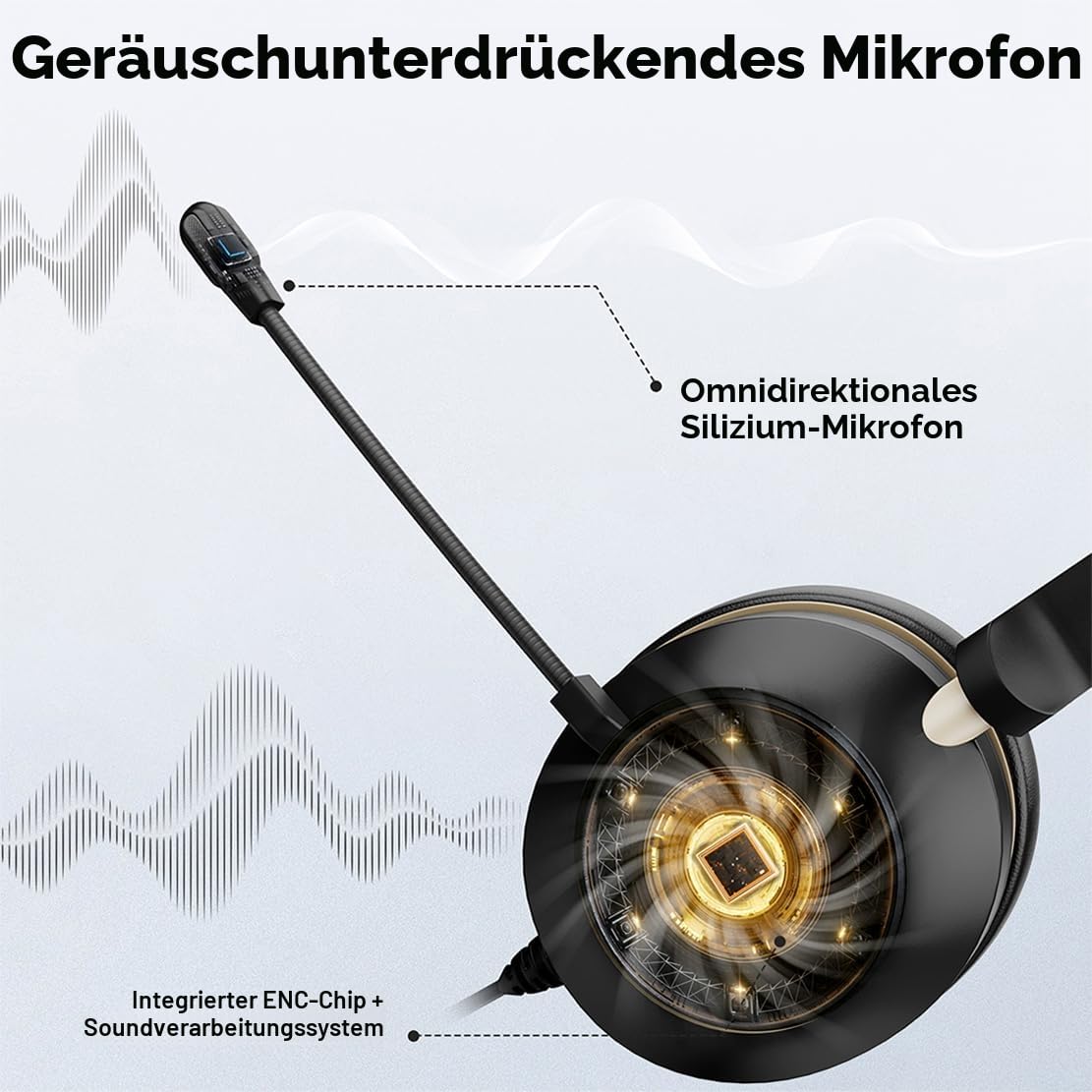 Wantek Bluetooth-Headset V5.2 mit Rauschunterdrückungs-Mikrofon, USB-Dongle, Ladestation für PC