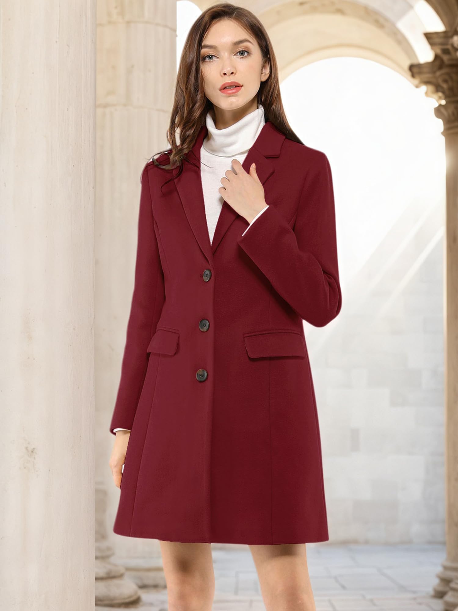 Allegra K Manteau Mi-Long Femme Manteau Mi-Long Femme Femme (Lot de 1)