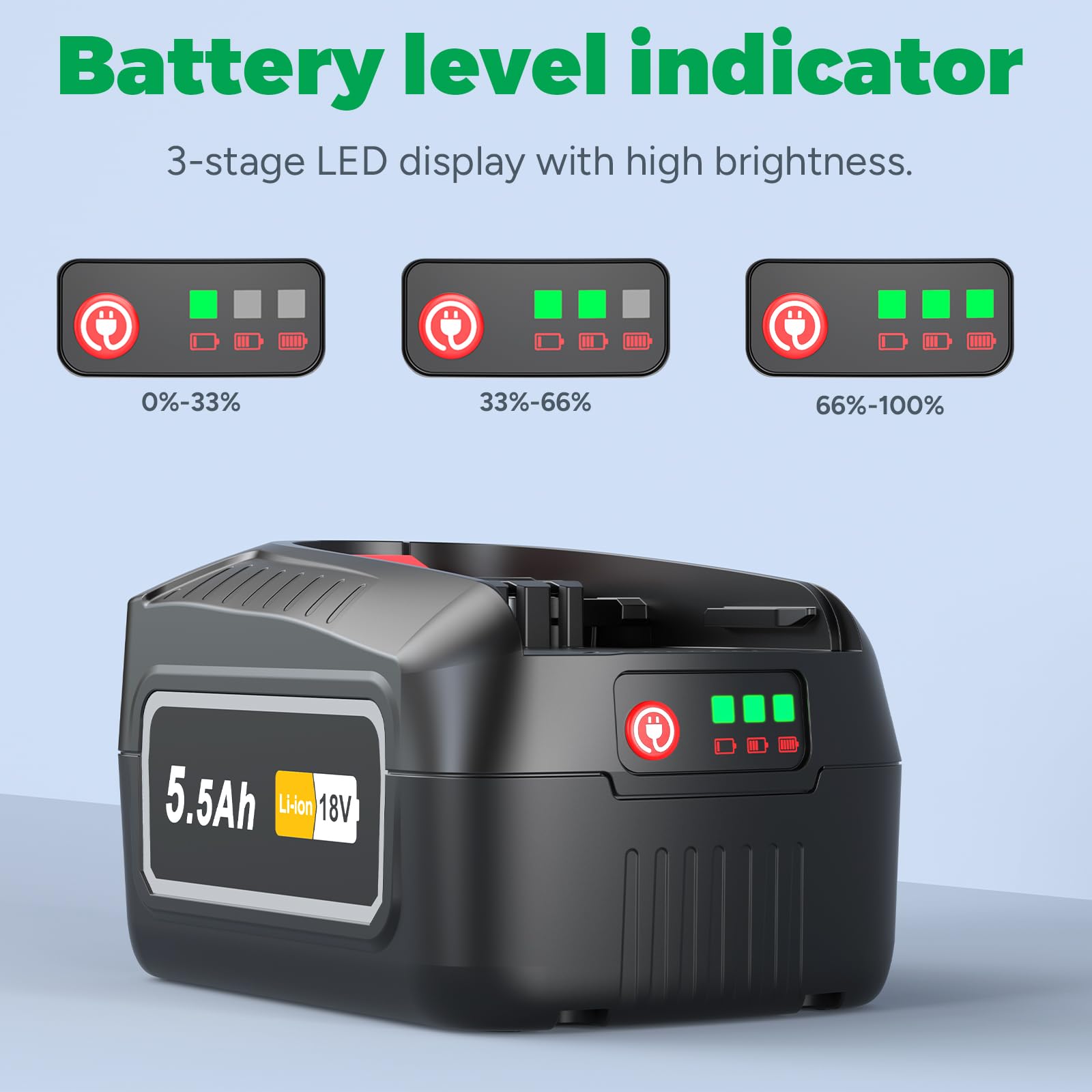 Batterie lithium-ion PBA 18 V 5500 mAh compatible avec les outils électriques Bosch, PBA1860, compatible avec les outils Bosch pour la maison et le jardin 18 V PBA PSB PSR