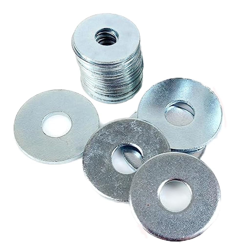 UKCABLE-TIES Flat Penny Repair Washers Zinc Plated Wide Large Thick Mudguard Fender Washer (100, M5 x 25-3/16 x 1")