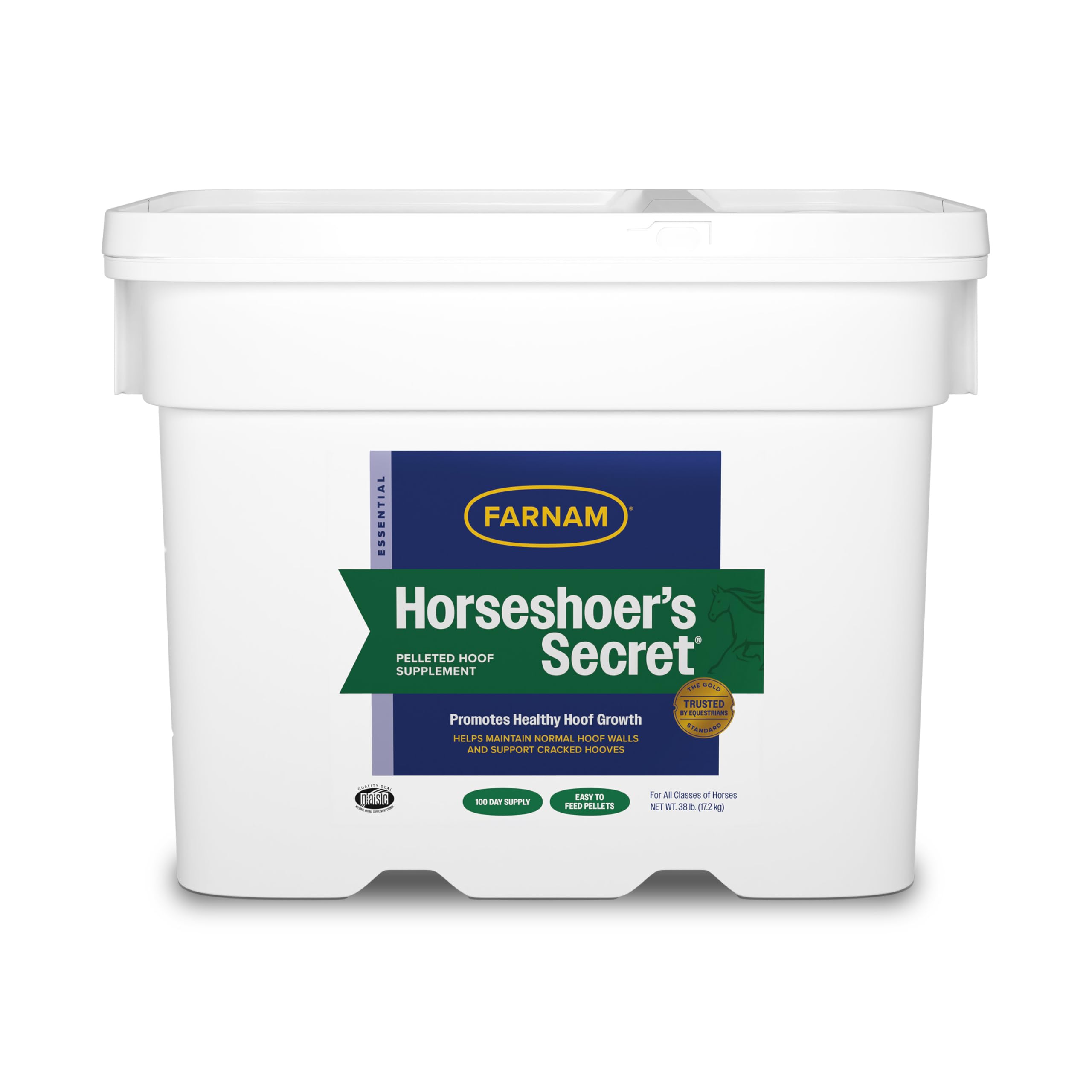 Farnam Horseshoer's Secret Pelleted Hoof Supplements, Promotes healthy hoof growth, maintains hoof walls & supports cracked hooves, 38 lbs., 100 day supply