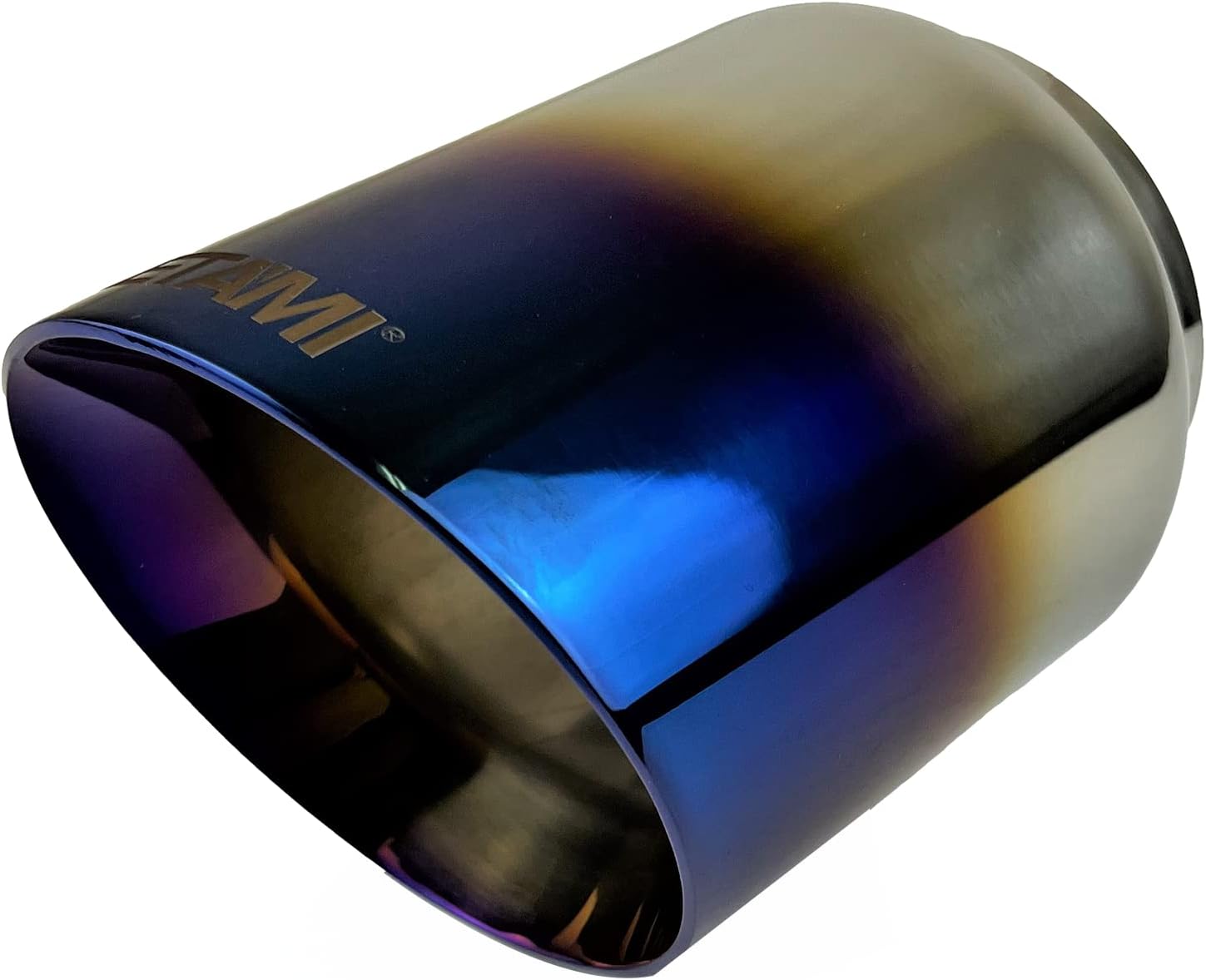 3 inch Inlet to 4 inch Outlet NETAMI NT-3019 Exhaust Tip Stainless Steel Double Wall Blue Burnt
