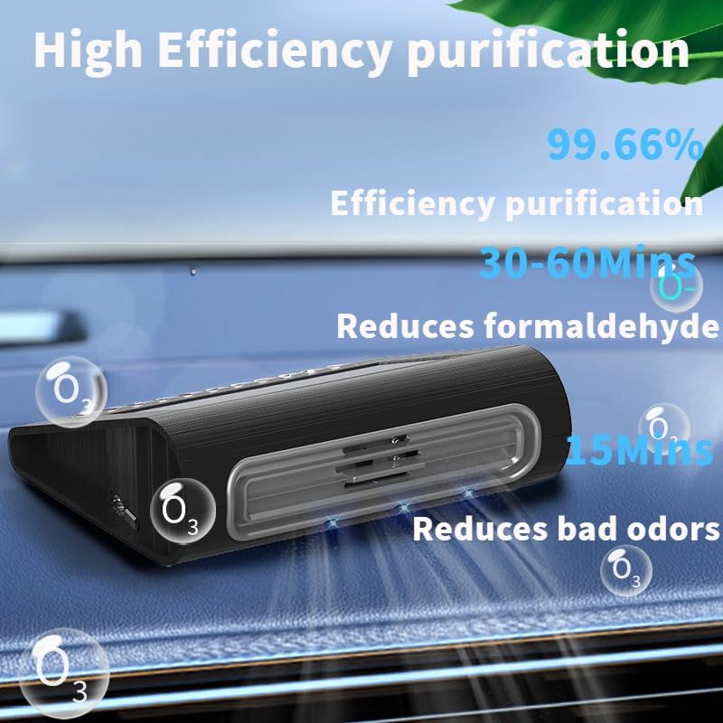 Solar-Powered Car Air Purifier with USB Charging & Ozone Odor Elimination - Portable HEPA Filter-Free Ionizer for Pet Odors, VOCs - Compact, Silent, Best for Car Use