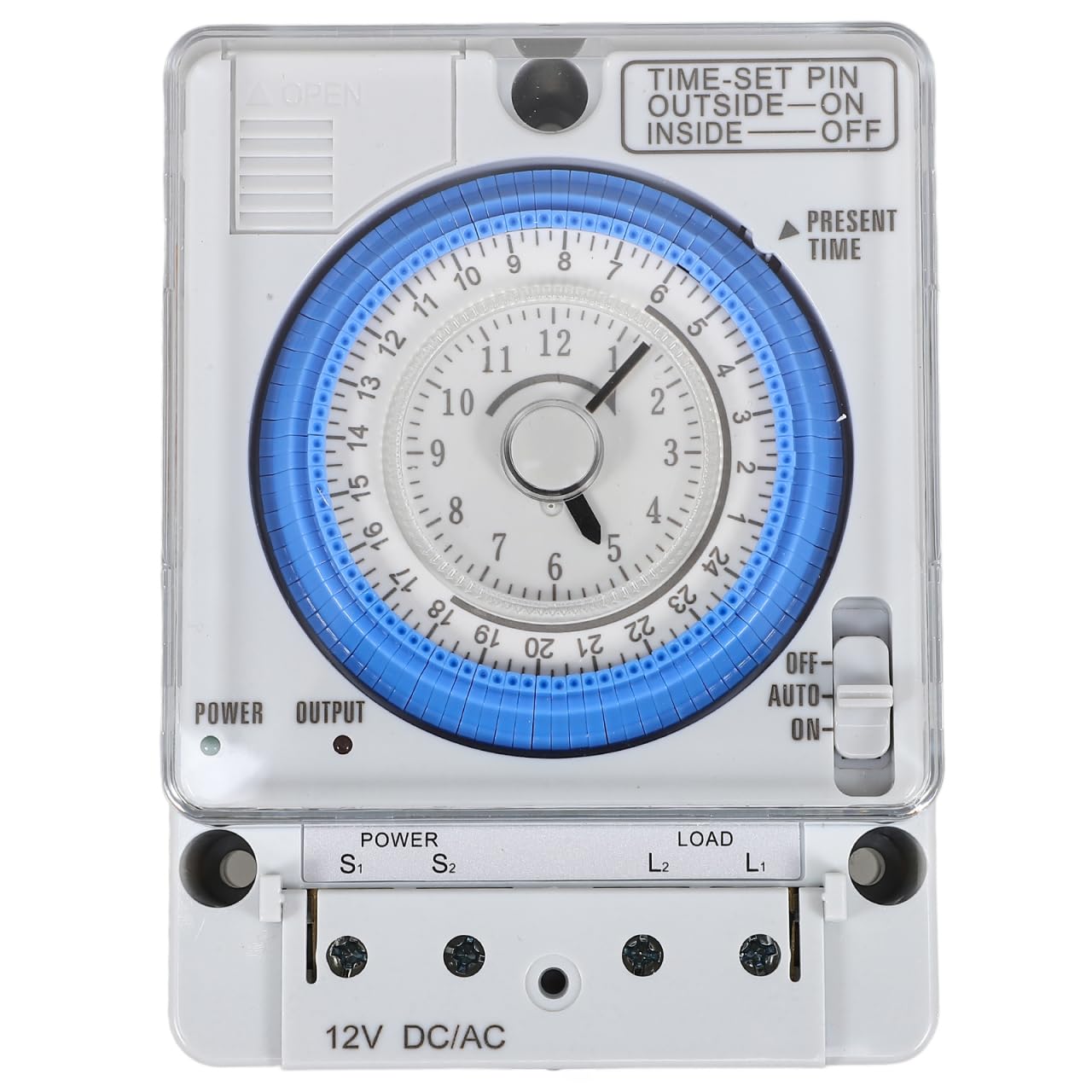 TOYANDONA Mechanische Zeitschaltuhr 12 v Dc mit Tragbarem Timer und Analogem Tagesprogramm für Haushalt und Industrieeinsatz