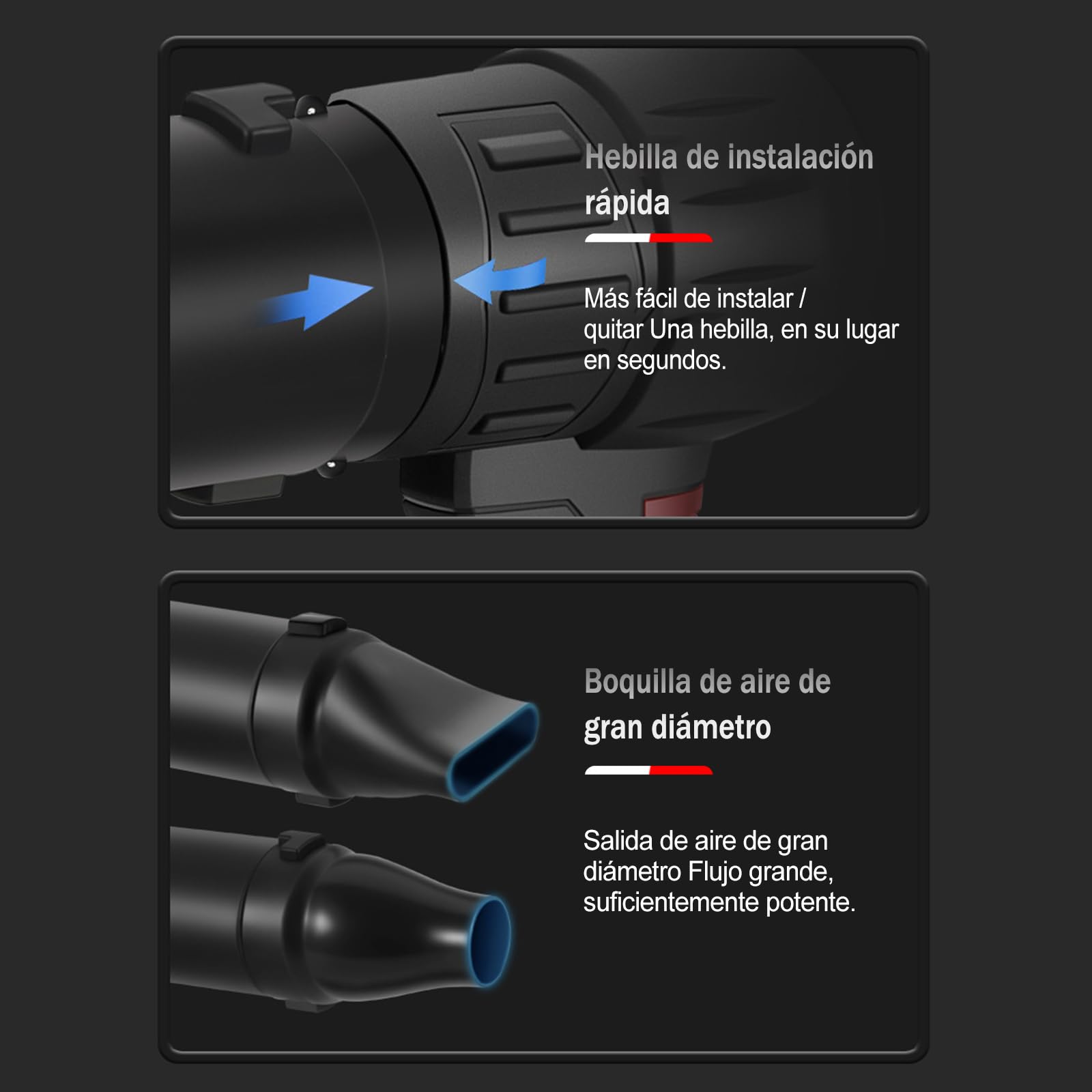 Soplador de Aire Potente 800W, 35000RPM Soplador de Hojas Inalambrico con 1300mAh Bateria, para Jardín, Coche, Patio, Nieve