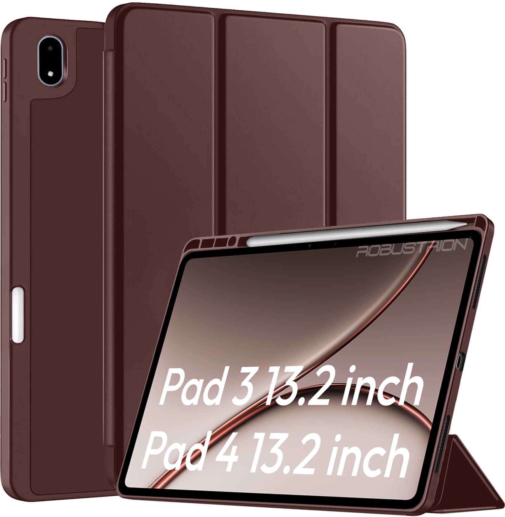Robustrion Cover Case for OnePlus Pad 4 13.2 inch/OnePlus Pad 3 13.2" Cover with [Pencil Holder], Flip Cover Case for One Plus Pad 4/3 Cover 13.2 inch [Auto Sleep Wake Support] - Brown-image-25