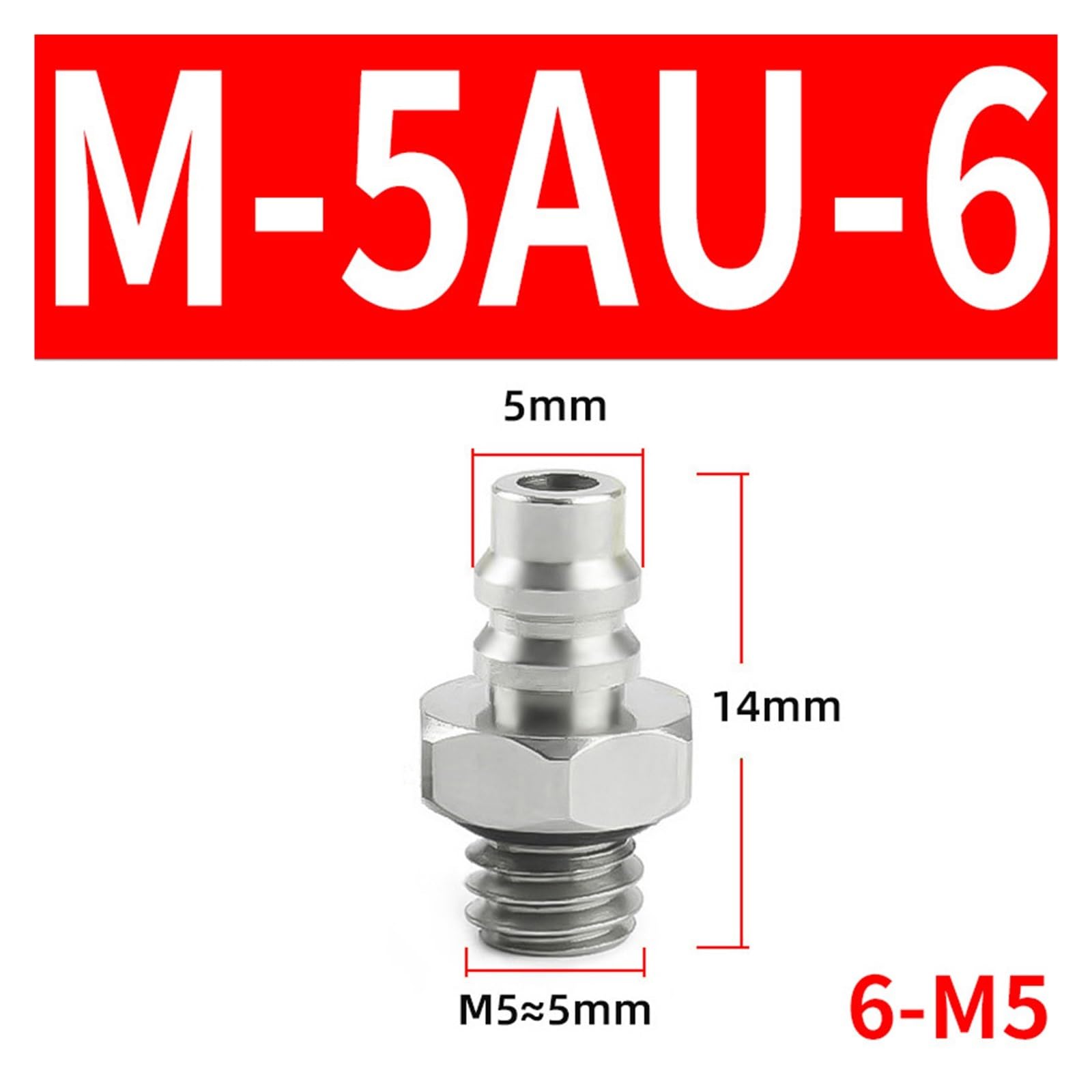 DAVBIR 10 Pz/lotto Tubo Pneumatico Aria a M3 Maschio Mini Barb Raccordo/M-3AU-3 M-5AU-3 M-3AU-4 M-5AU-4 M-5AU-6 Ottone perfection (Color : M-5AU-6)