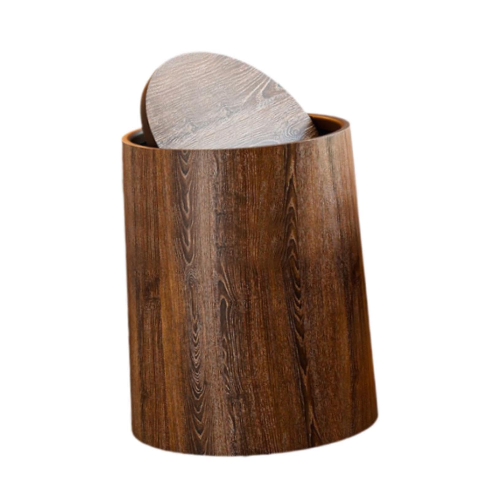 Poubelle de recyclage à couvercle rabattable en bois de taille L pour maison