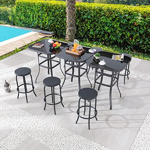 Image of LOKATSE HOME Outdoor Bar Height Stool Metal Bistro Chair Counter Footrest, Set of 6