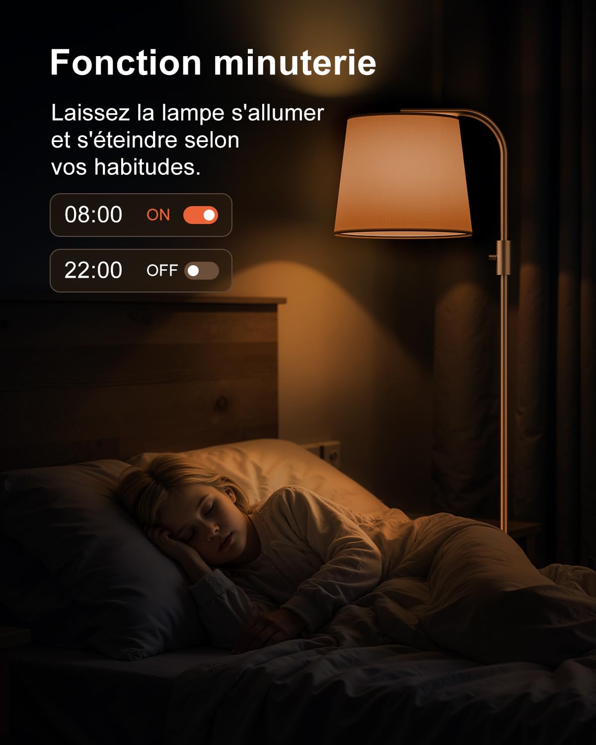DUSKTEC Lampadaire arqué RGB connecté, contrôle App, Compatible avec Alexa
