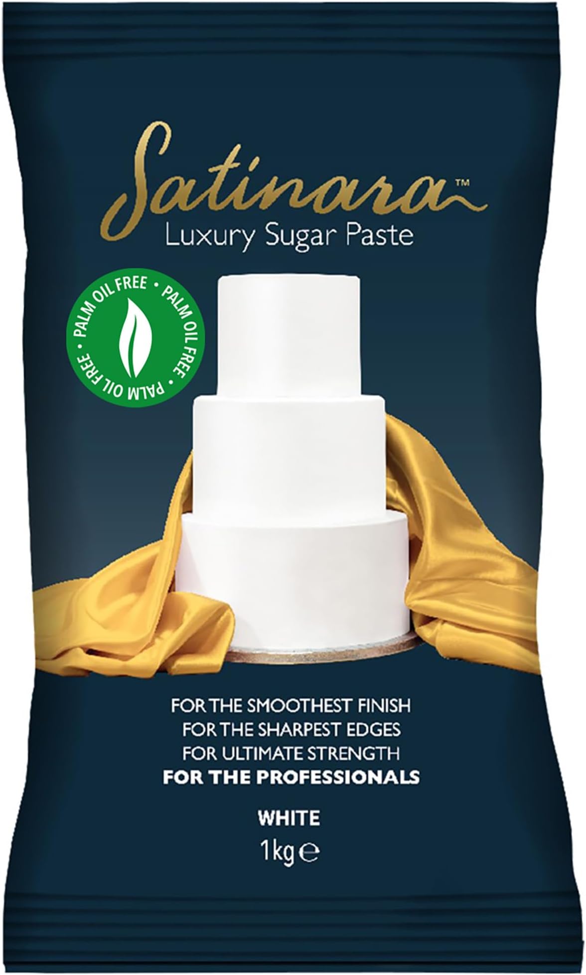Satinara Luxury White Sugar Paste for Cakes and Bakes, Palm Oil Free, White Fondant Icing For Cake Covering – 1kg