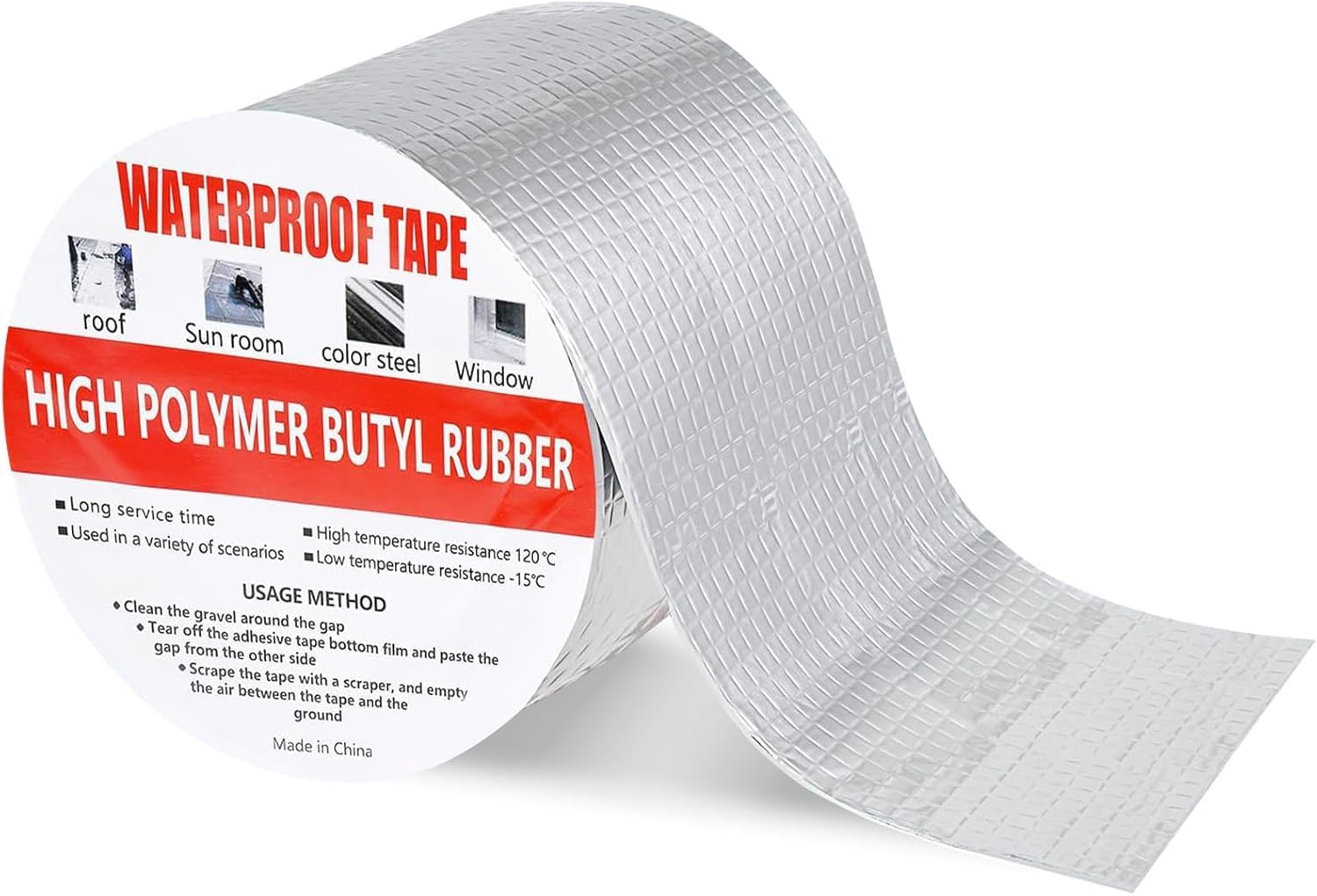 Super Strong Adhesive Waterproof tape Permanent Repair Roof Water Leakage Solution Rubber Foil Suitable for Roof Leak, surface Crack, Window Sill Gap, Boat Sealing, Tank Leak (10 CM*5M)