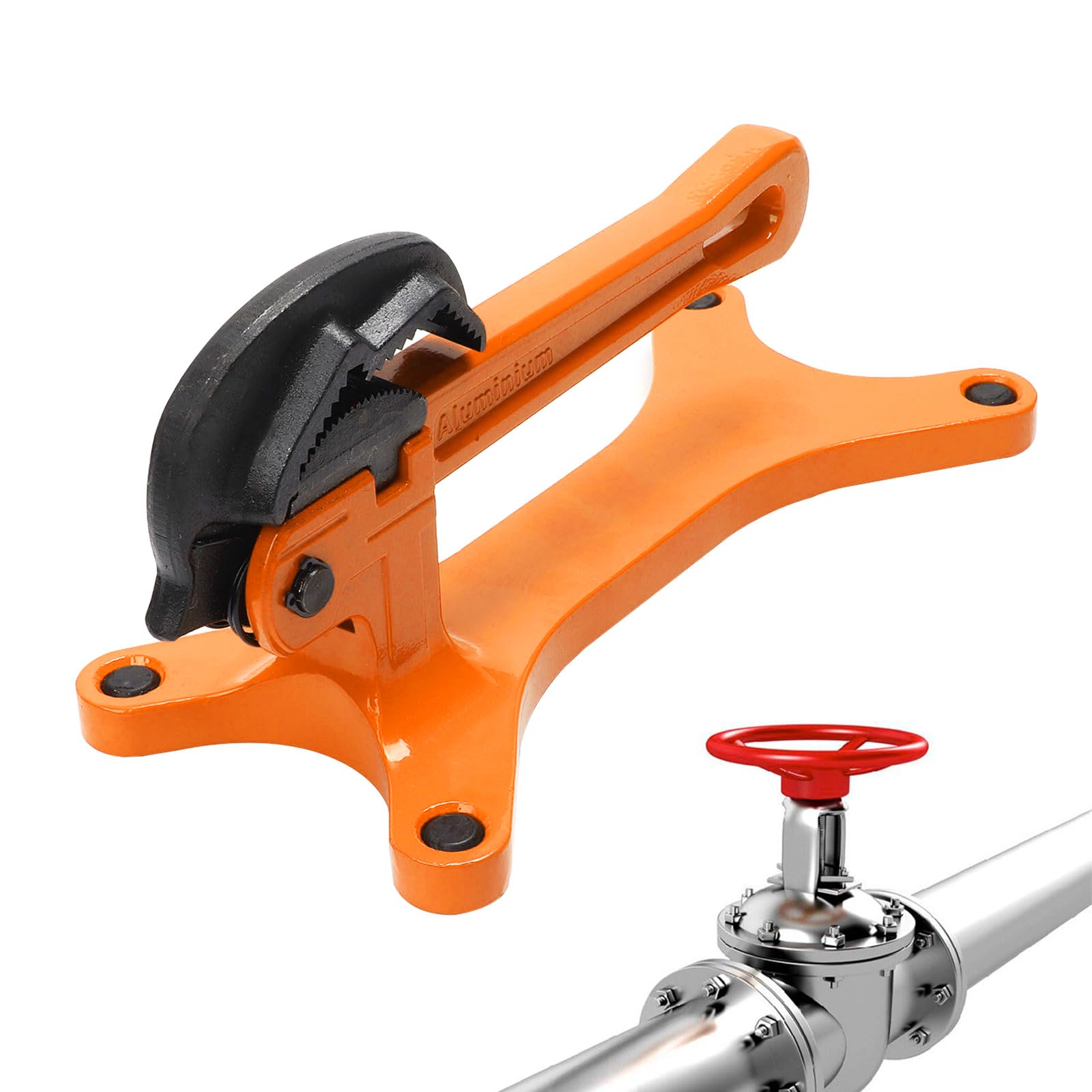 Portable Pipe Vise, Pipe Tightening Vise, Portable Aluminum Tube Vice, Lightweight Hand Tool, for Valve Maintenance, Narrow Space Work Sites, High-Altitude (Orange)