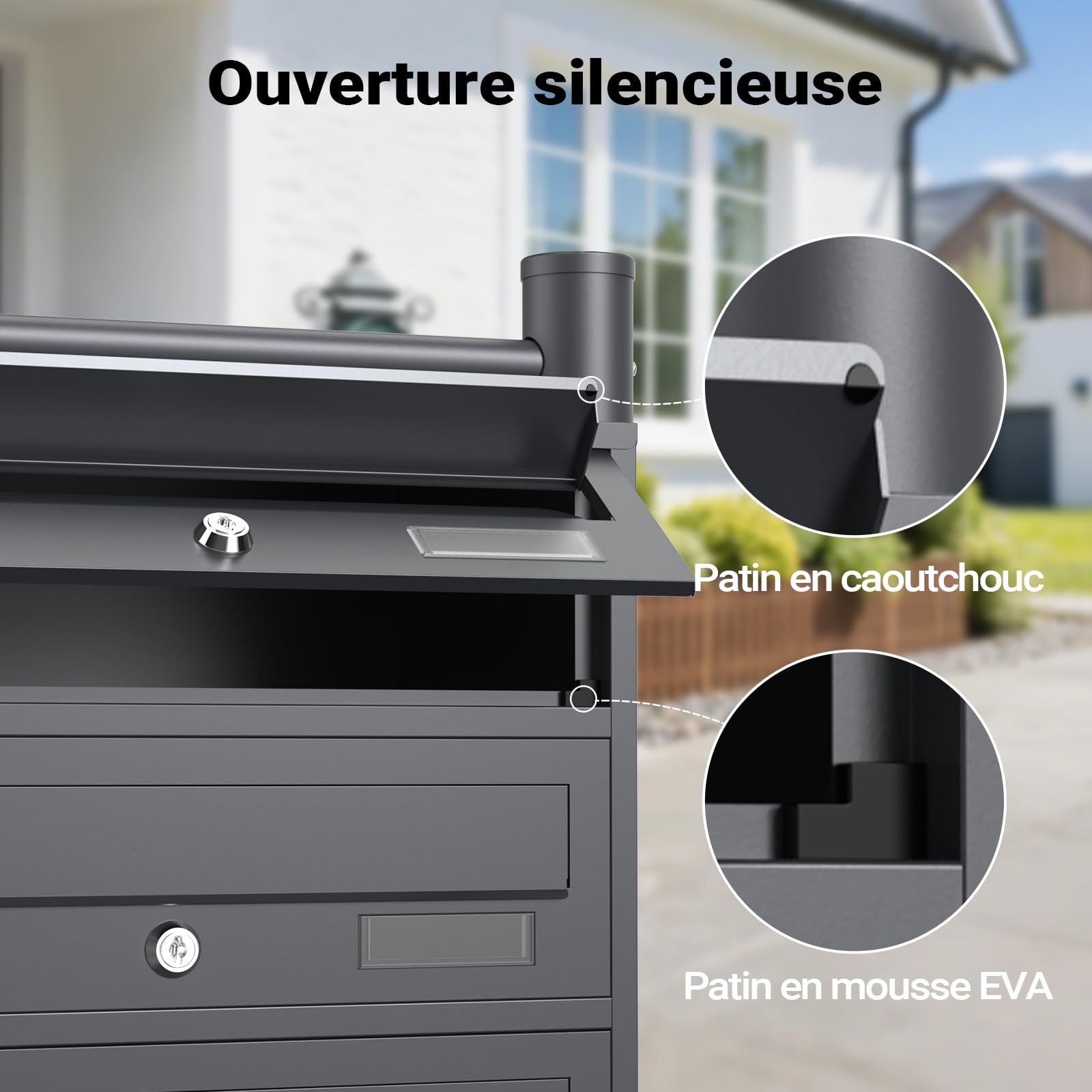 Wiltec Boîte aux Lettres sur Pieds Gris Anthracite 945 x 270 x 1500 mm, avec 8 Compartiments verrouillables 2x4 et Porte-nom, Revêtement en Poudre, pour Courrier