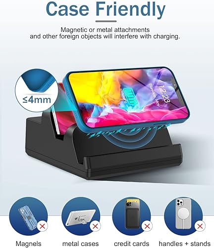 Miniatura 5 de Estación de carga inalámbrica con 6 puertos USB, estación de carga inalámbrica dual 8 en 1 de 15 W, estación de carga rápida USB 2 QC/2 PD USB,