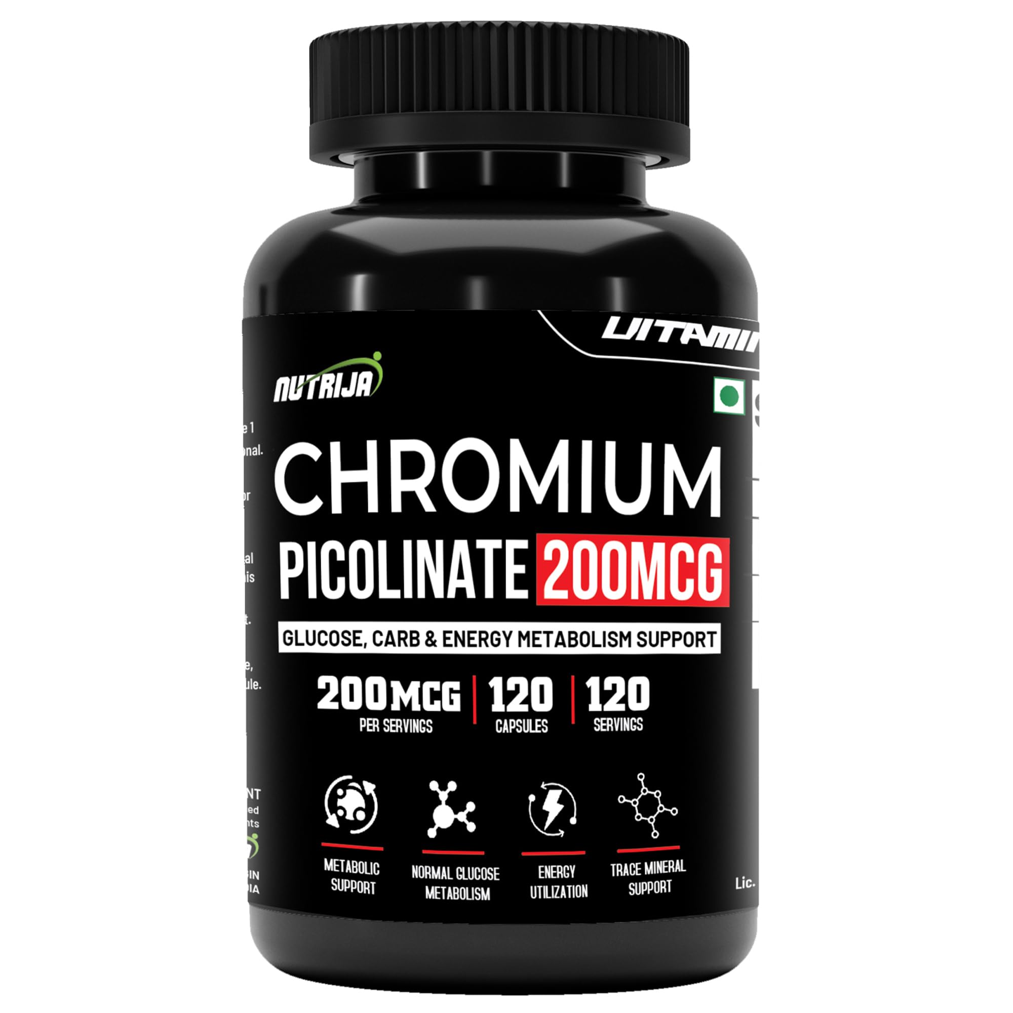NutriJa Chromium Picolinate 200 mcg | Trace Mineral Supplement for Glucose, Carb & Energy Metabolism Support | 120 Vegetarian Capsules-image-14