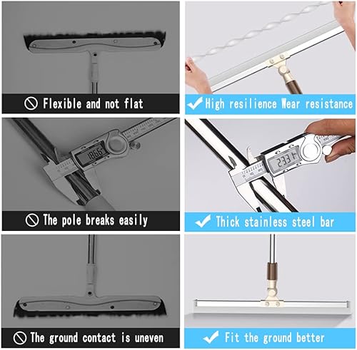 Miniatura 3 de Escoba telescópica ajustable de 65 pulgadas de largo, escoba resistente de 20 pulgadas, para ducha, baño, cocina, hogar, garaje, azulejos, pelo de