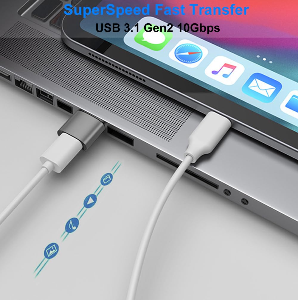 Adattatore USB a USB C Femmina a USB3.1 Maschio Compatibile iPhone 17 16 15 14 13 Pro Max Samsung Galaxy S25 S24 S23 S22 S21 MacBook PC Grigio
