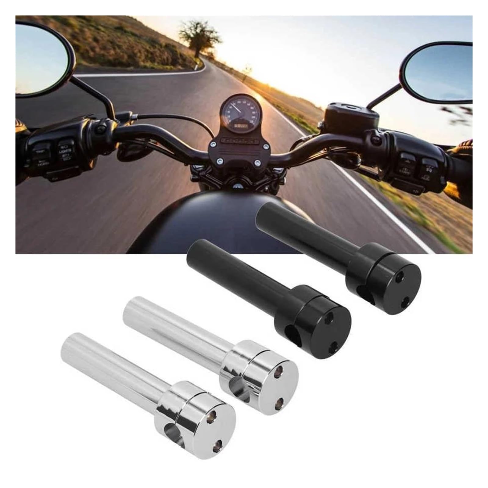 Elevadora Manillar Kit Adaptador Abrazadera Montaje para Elevadores Manillar 2 Piezas 25 Mm Accesorios Aleación Aluminio para Motocicletas(Negro)